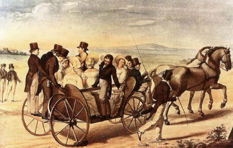 franz von schober schubert is walking behind the carriage china oil painting image